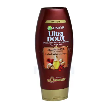 Garnier Après-shampoing garnier ultra doux huiles guérisseuses de ricin et d'amande 400ml - Parfum et cosmétiques authentiques en vente chez Choupinette para & parfumerie