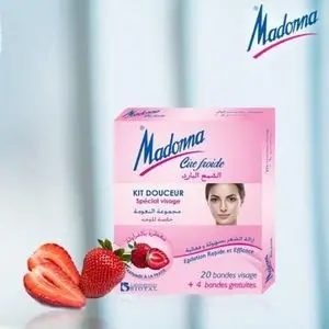 La cire froide madona à la fraise spécial visage 20 bandes visage + 4 bandes visage gratuites - Madona | Parfumerie & Parafumerie en ligne
