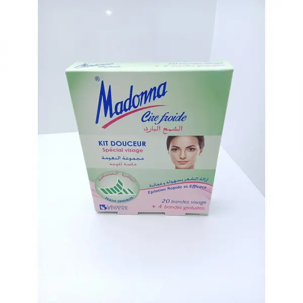 La cire froide madona peaux sensibles spécial visage 20 bandes visage + 4 bandes visage gratuites - Madona | Parfumerie & Parafumerie en ligne
