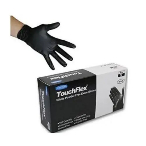 gants plastique noir touchflex nitrile powder free taille M 100p - touchflex | Parfumerie & Parafumerie en ligne