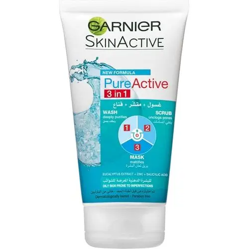 Gel nettoyant garnier skinactive pure active 3in1 argile acide salisylique 150ml - Garnier | Parfumerie & Parafumerie en ligne