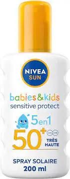 Écran solaire spray nivea sun babies & kids sensitive protect 5en1 50+ 6mois 200ml - Nivea | Parfumerie & Parafumerie en ligne