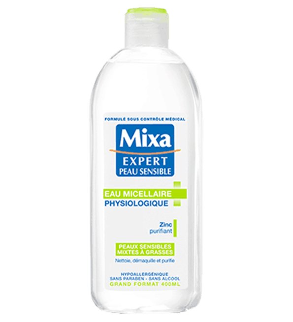 Eau micellaire mixa physiologique visage et yeux zinc purifiant peaux sensibles mixtes à grasses 400ml - Mixa | Parfumerie & Parafumerie en ligne
