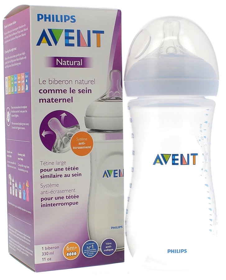 Biberon avent natural 6m+ 330ml en plastique avec 2 tétines offerte - avent | Parfumerie & Parafumerie en ligne