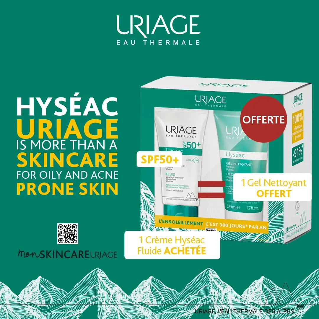 Kit uriage ecran solaire hyseac spf50+ + gel nettoyant offert - Uriage | Parfumerie & Parafumerie en ligne