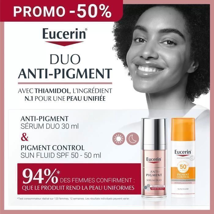 Eucerin Pack promotion duo anti pigment sérum duo 30ml + écran solaire pigment control 50ml - Parfum et cosmétiques authentiques en vente chez Choupinette para & parfumerie