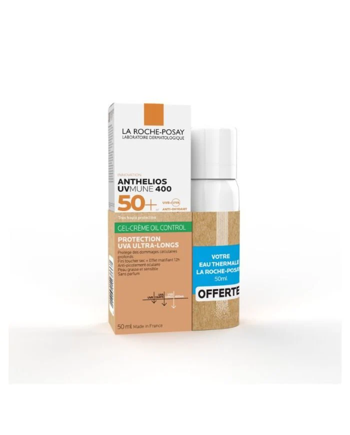 Kit gel crème oil control invisible anthelios la roche posay  50+ 50ml + eau thermale offert 50ml - La roche posay | Parfumerie & Parafumerie en ligne