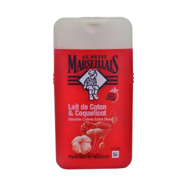 Le petit marseillais Le petit marseillais crème de douche au lait de coton et coquelicot 250ml - Parfum et cosmétiques authentiques en vente chez Choupinette para & parfumerie
