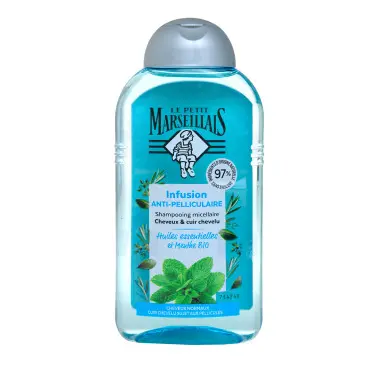 Le petit marseillais Shampoing  le petit marseillais anti pelliculaire 4huiles essentielles et menthe verte 250ml - Parfum et cosmétiques authentiques en vente chez Choupinette para & parfumerie