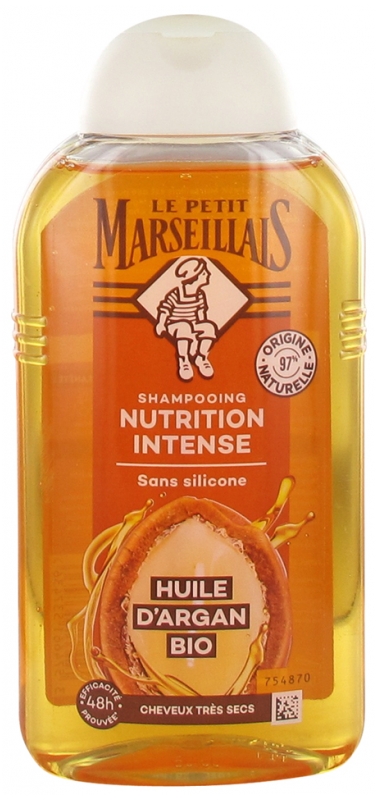 Le petit marseillais Shampoing le petit marseillais nutrition intense sans silicone huile d'argan cheveux très secs 250ml - Parfum et cosmétiques authentiques en vente chez Choupinette para & parfumerie