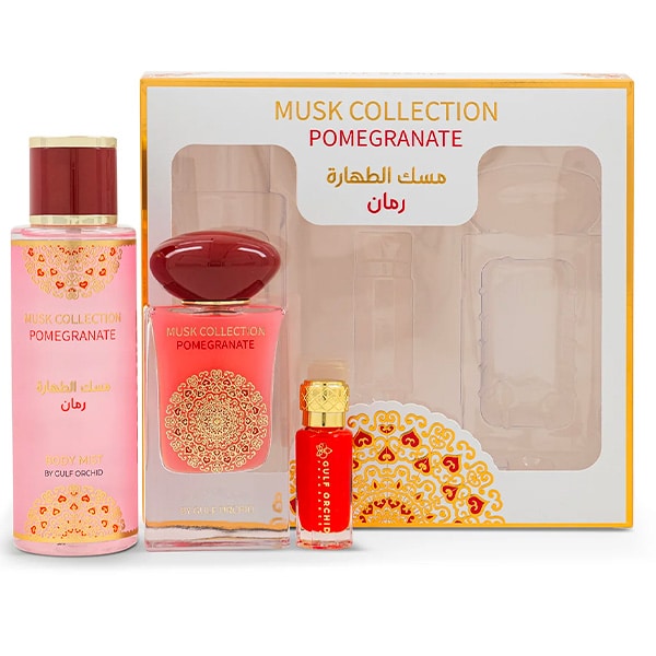 Coffret gulf orchid musk pomegrenate (eau de parfum 60ml + spray corporel 250ml + musk 12ml) - Gulf Orchid | Parfumerie & Parafumerie en ligne