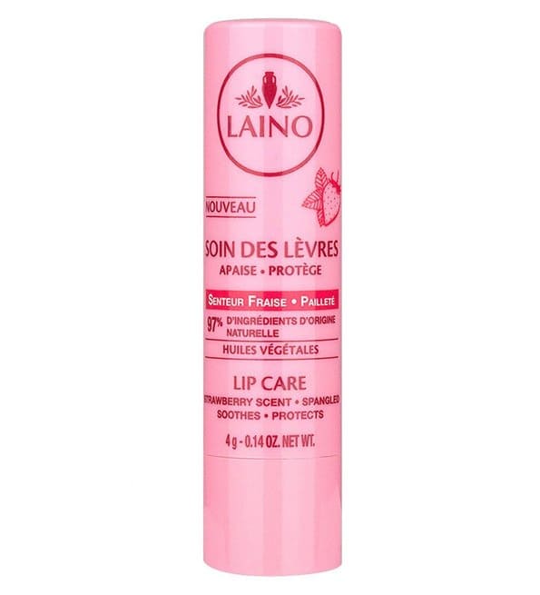 laino Baume à lèvre laino senteur fraise pailleté 4g - Parfum et cosmétiques authentiques en vente chez Choupinette para & parfumerie