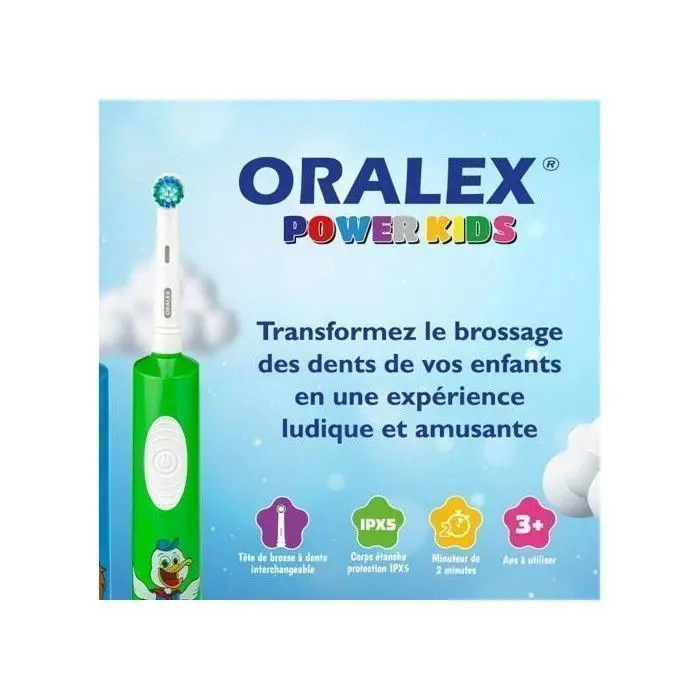 Brosse à dent oralex power kids avec 2 piles (vert) - Oralex | Parfumerie & Parafumerie en ligne