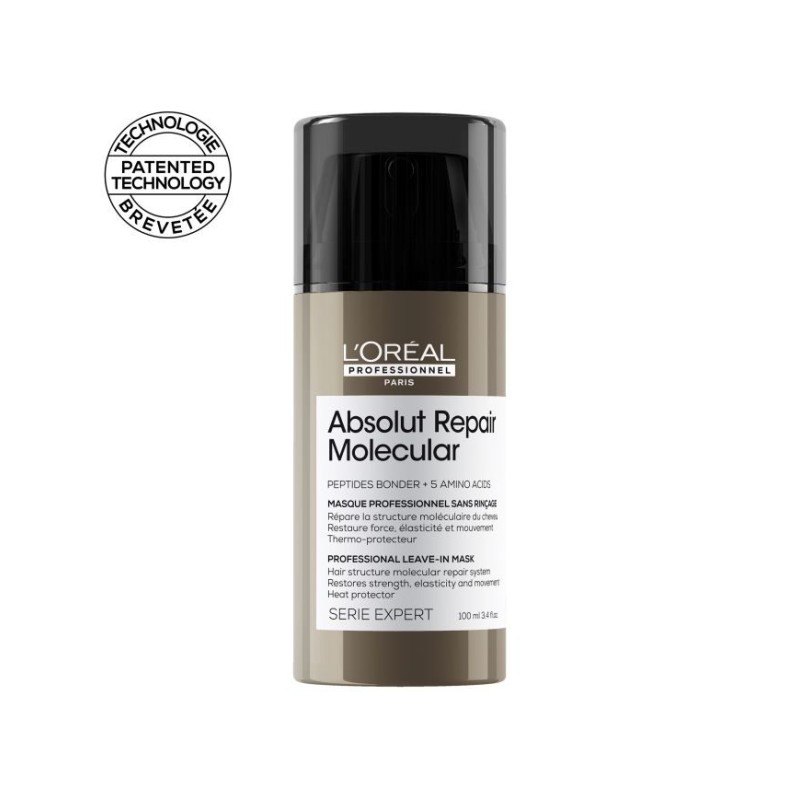 Masque professionnel sans rinçage absolut repair molecular sans sulfate 100ml - L'oréal | Parfumerie & Parafumerie en ligne