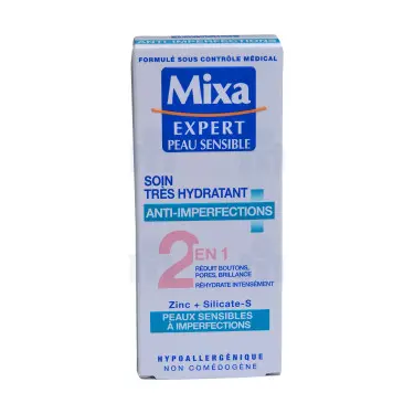 Mixa Mixa soin très hydratant anti-imperfection 2 en 1 peaux sensibles à imperfections 50ml - Parfum et cosmétiques authentiques en vente chez Choupinette para & parfumerie