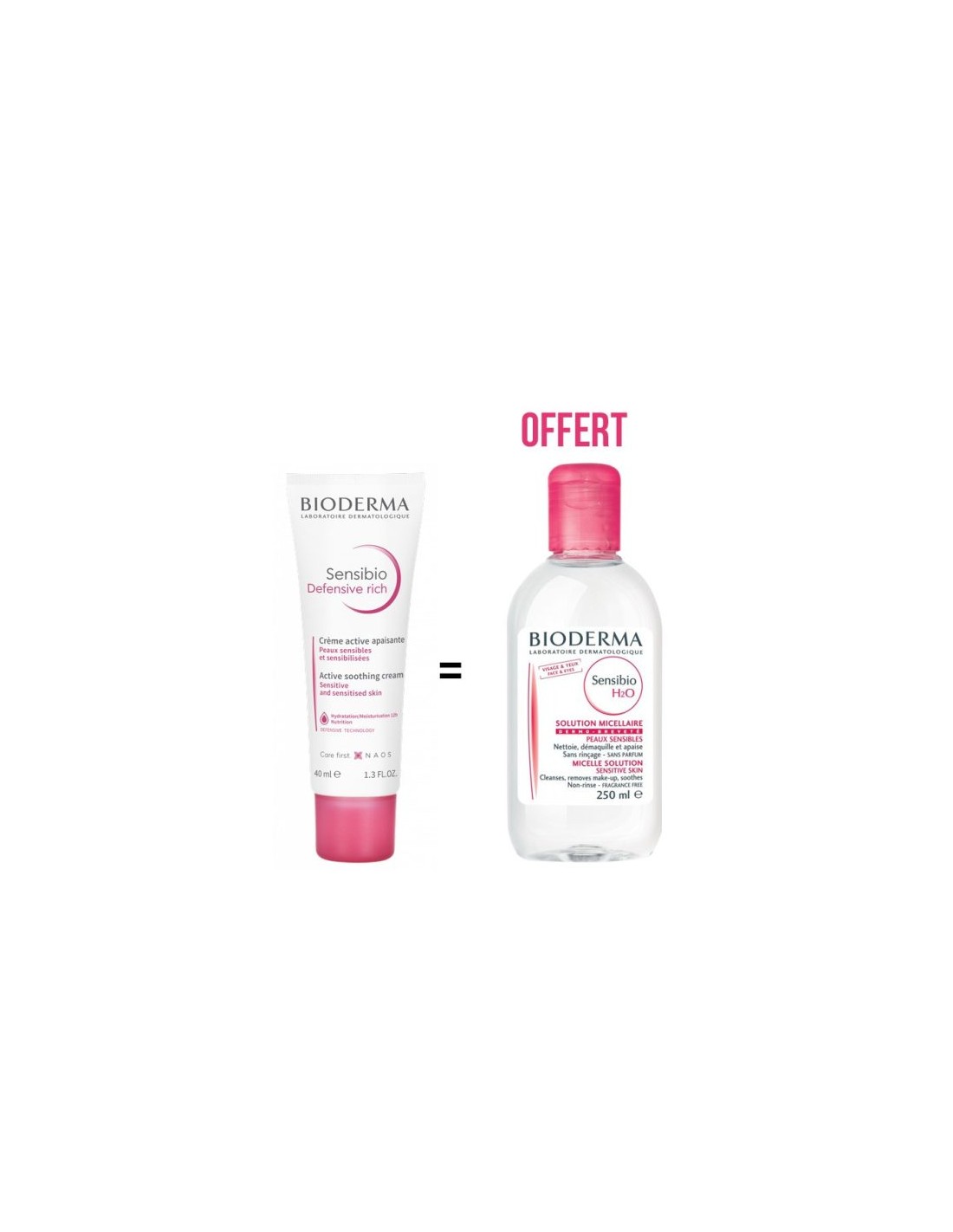 Kit crème active apaisante sensibio defensive bioderma 40ml + eau micellaire sensibio h2o 250ml offert - Bioderma | Parfumerie & Parafumerie en ligne