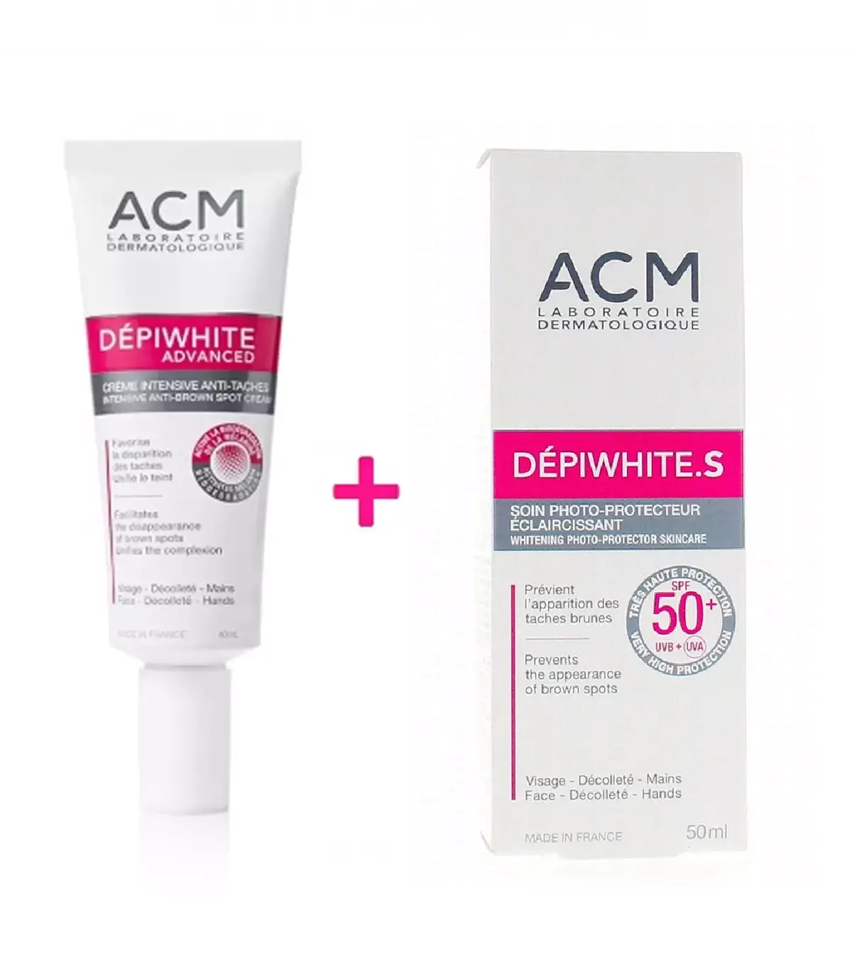 ACM Kit crème dépiwhite advanced éclaircissante 40ml + écran solaire dépiwhite.s spf50+ 50ml - Parfum et cosmétiques authentiques en vente chez Choupinette para & parfumerie