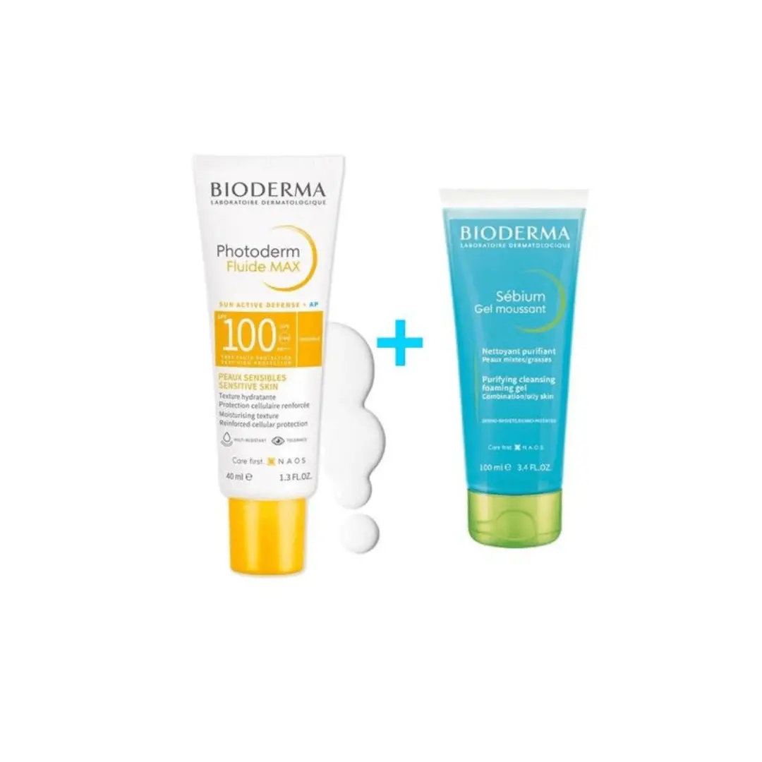 Kit écran solaire photoderm fluide bioderma invisible 40ml + gel moussant sébium 100ml offert - Bioderma | Parfumerie & Parafumerie en ligne