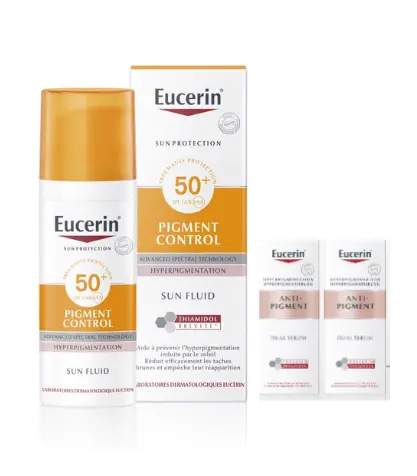 Pack travel écran solaire pigment control eucerin + 2 sérum duo anti pigment 7ml offerts - Eucerin | Parfumerie & Parafumerie en ligne