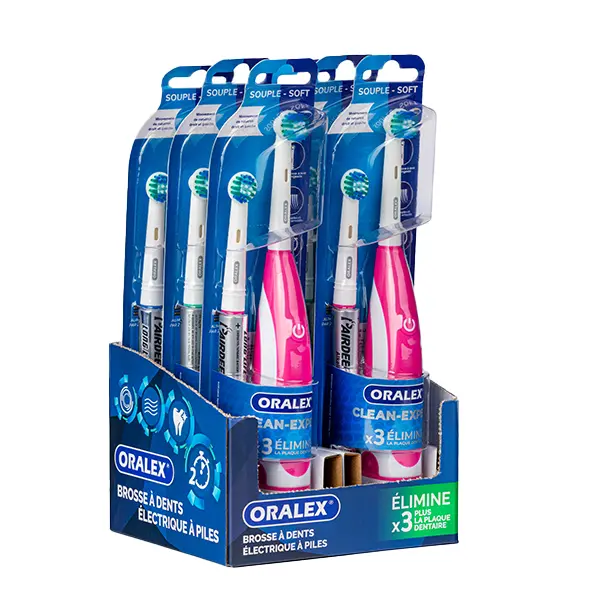 Brosse à dent oralex clean expert avec 2 piles + une tête de remplacement (rose) - Oralex | Parfumerie & Parafumerie en ligne