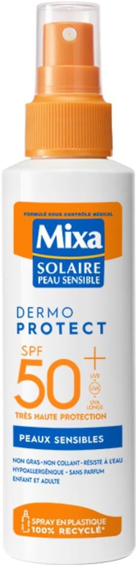 Spray écran solaire lait mixa peau allergiques au soleil 50+ 200ml - Mixa | Parfumerie & Parafumerie en ligne