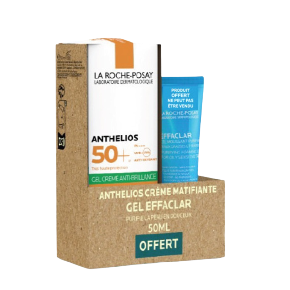 Kit gel crème oil control invisible anthelios la roche posay 50+ 50ml + gel moussant effaclar offert 50ml - La roche posay | Parfumerie & Parafumerie en ligne