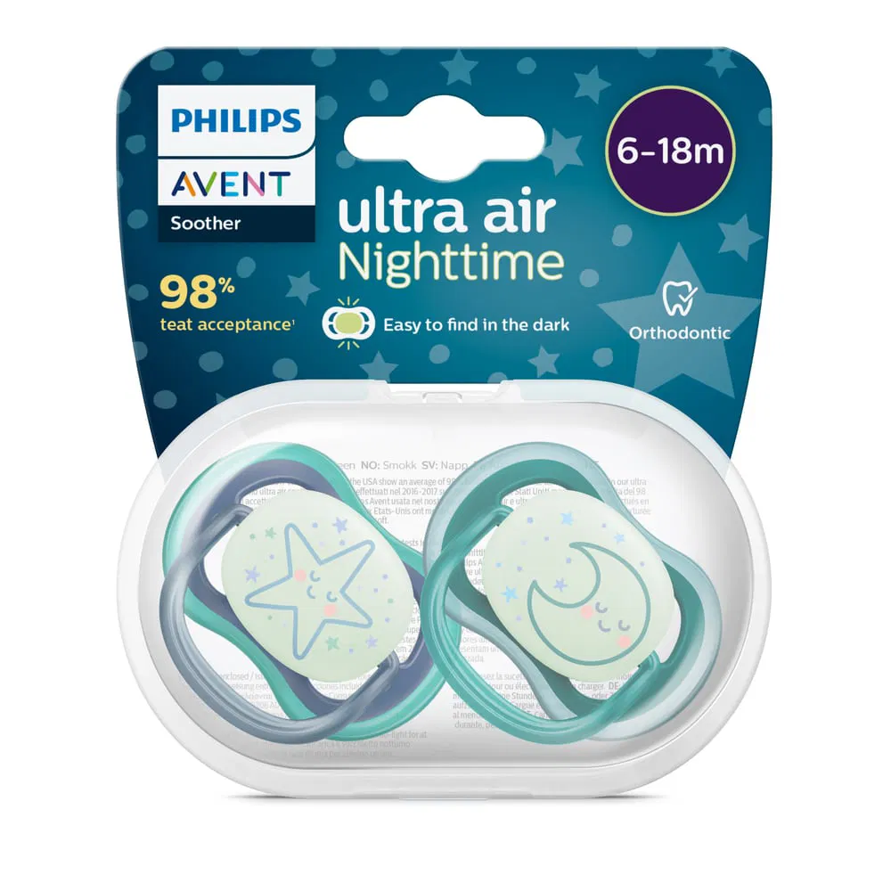 Lot de 2 sucettes avent philips ultra air nighttime 6-18m - avent | Parfumerie & Parafumerie en ligne