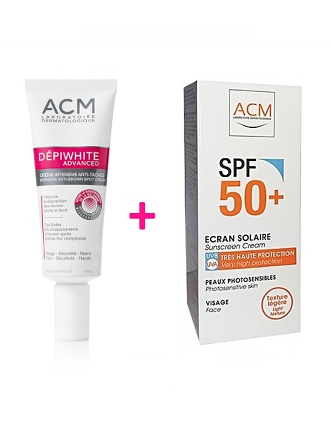 Kit crème dépiwhite advanced éclaircissante 40ml + crème solaire acm spf50+ 50ml - ACM | Parfumerie & Parafumerie en ligne