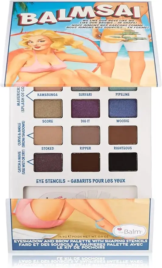 Palette balmsai the balm fard à paupières et sourcils + pochoir d'œil 18 couleurs 14.4g - the balm | Parfumerie & Parafumerie en ligne