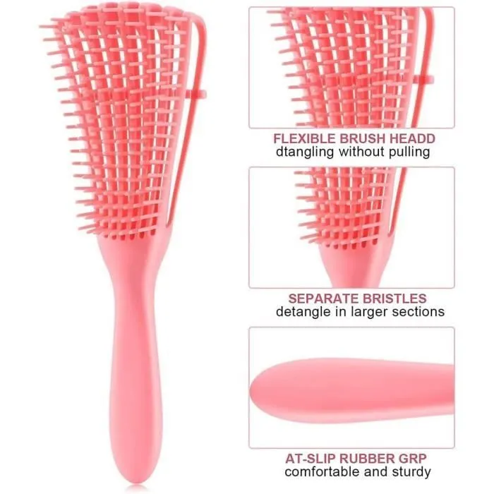 Brosse cheveux bouclés ajustable en silicone (rose) -   | Parfumerie & Parafumerie en ligne