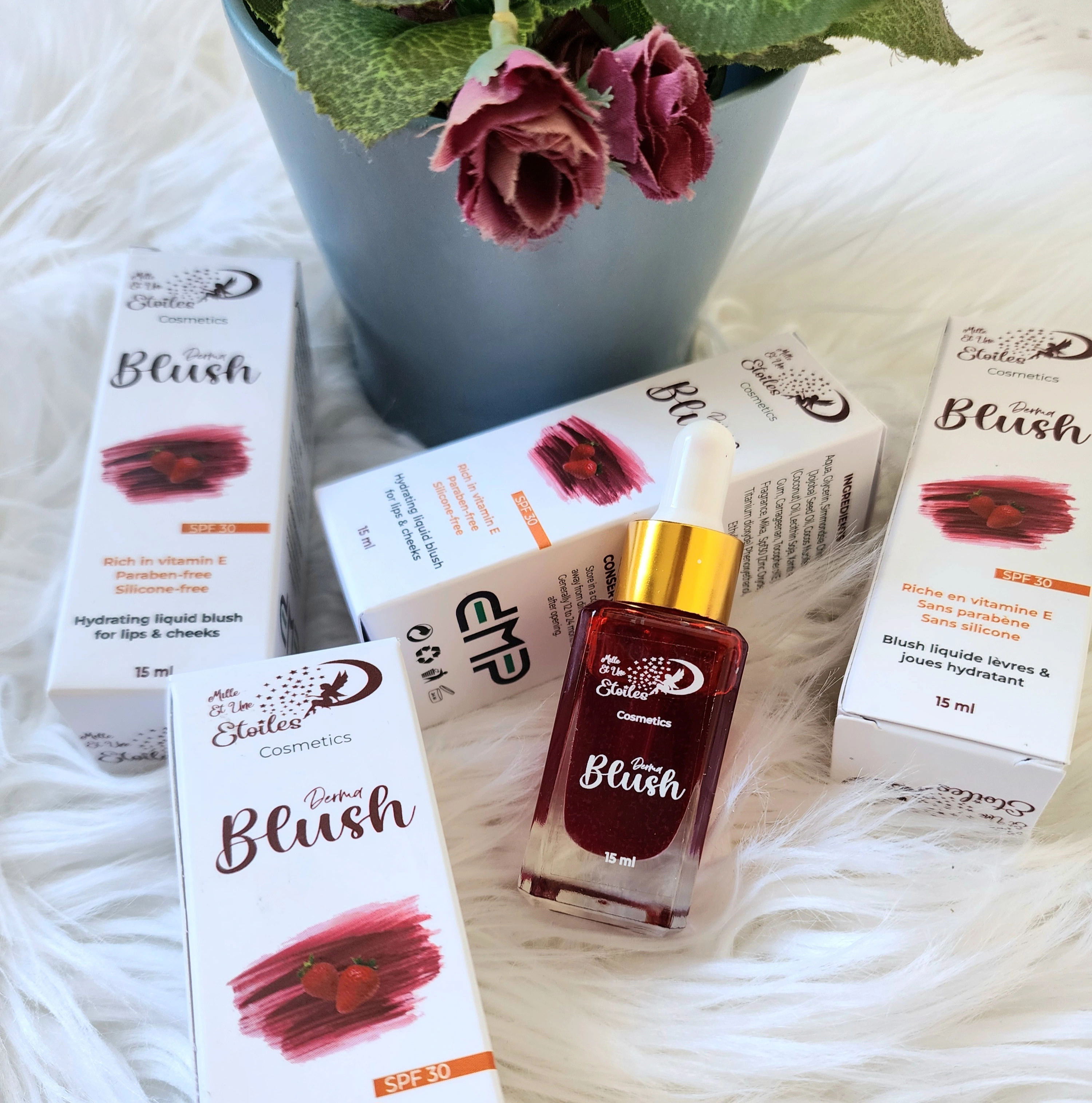 derma blush liquide lèvres & joues naturel hydratant avec vitamine E et SPF30 15ml - mille et une étoiles | Parfumerie & Parafumerie en ligne