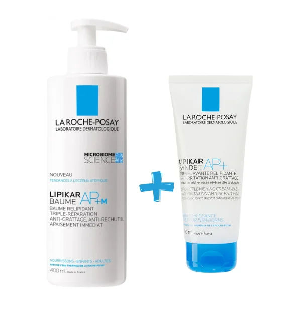 La roche posay baume la roche posay lipikar AP+m 400ml +crème lavante syndet lipikar ap+ 100ml - Parfum et cosmétiques authentiques en vente chez Choupinette para & parfumerie