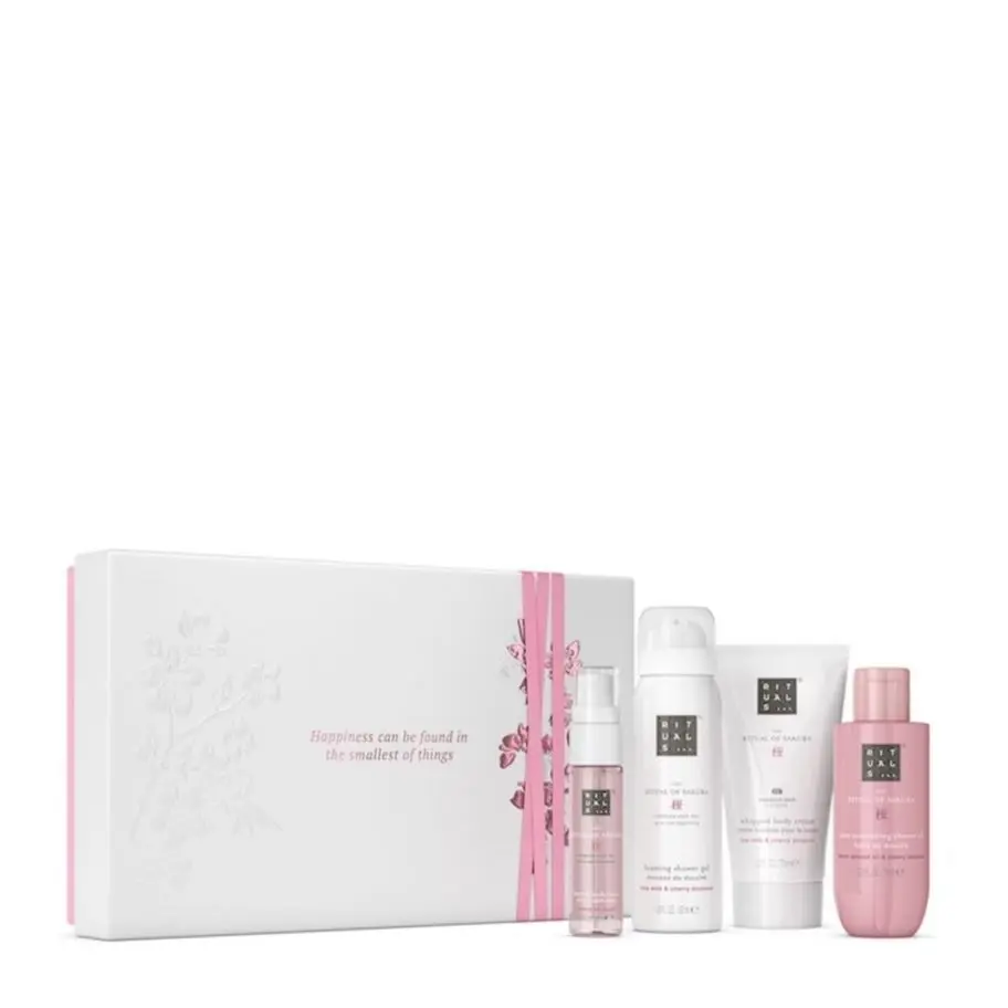 Rituals coffret ritual of sakura taille S (mousse de douche 50ml, huile de douche 50ml, crème corporelle 70ml, brume parfumée corps/cheveux 20ml) - Parfum et cosmétiques authentiques en vente chez Choupinette para & parfumerie