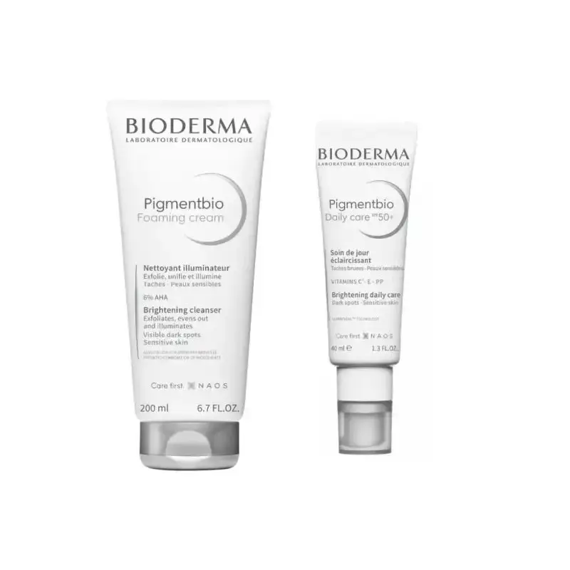 coffret soin de jour éclaircissant bioderma pigmentbio daily care spf 50+ 40ml + nettoyant éclaircissant pigmentbio 200ml offert - Bioderma | Parfumerie & Parafumerie en ligne