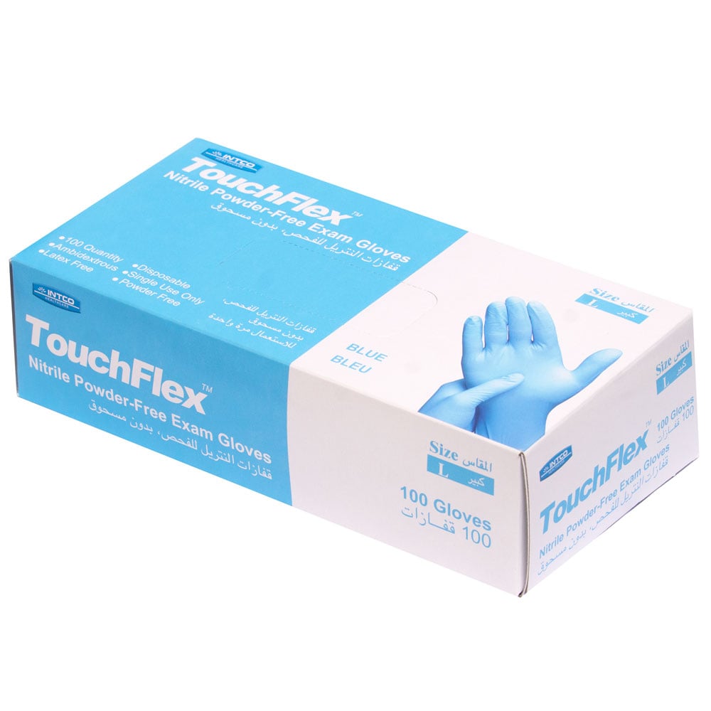 gants plastique bleu touchflex nitrile powder free taille M 100p - touchflex | Parfumerie & Parafumerie en ligne