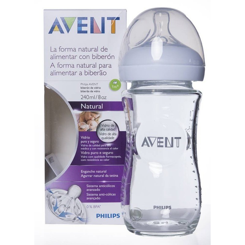 biberon avent natural en verre 1M+ 240ml - avent | Parfumerie & Parafumerie en ligne