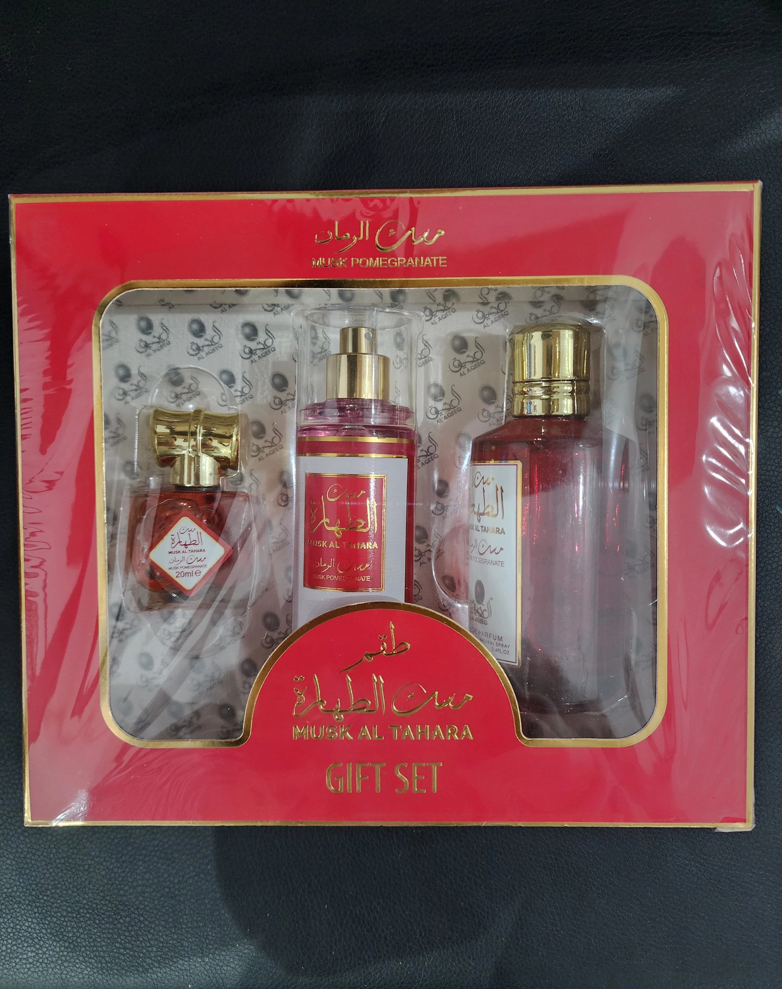 coffret musk al tahara pomegrenate (parfum 100ml+ musk 20ml + brume corporelle 100ml) - AL AQEEQ | Parfumerie & Parafumerie en ligne