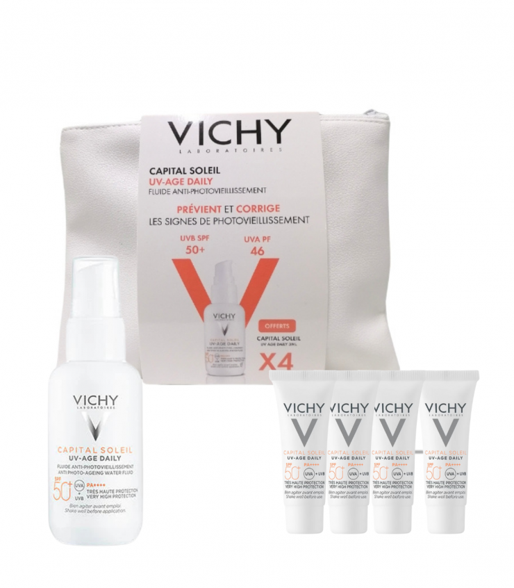 écran solaire UV-Age daily vichy 40ml + trousse offerte + 4 miniatures écran offerts - Vichy | Parfumerie & Parafumerie en ligne