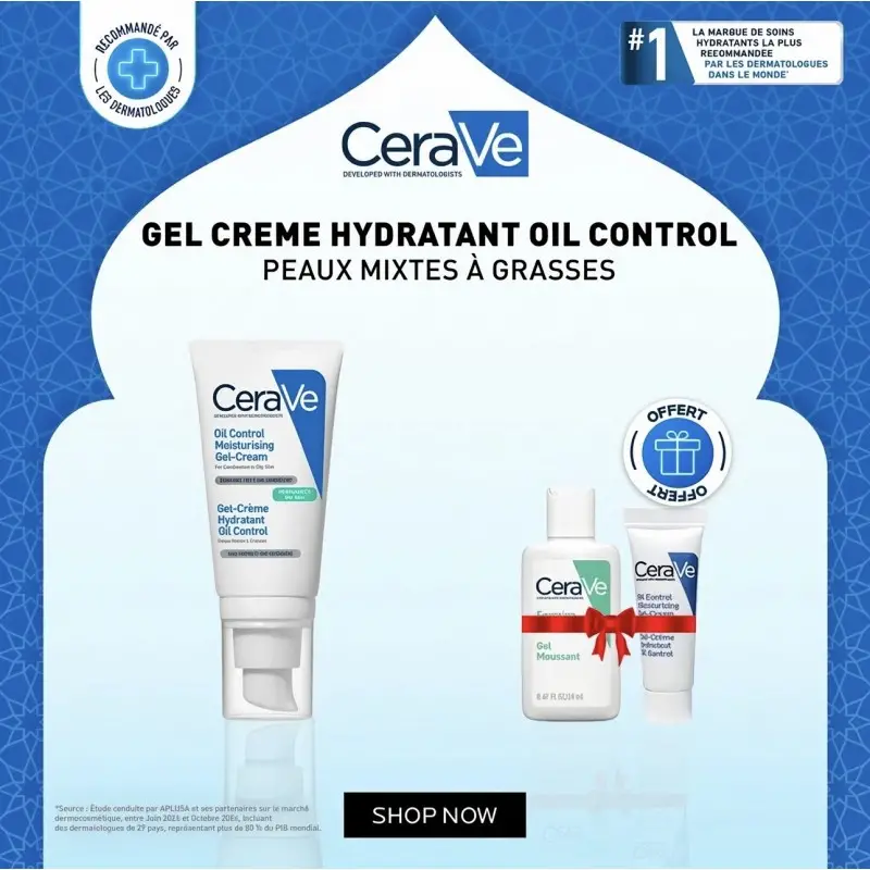 Cerave coffret gel crème hydratant 52ml + (gel crème hydratant 3ml et gel moussant cerave 20ml offerts) - Parfum et cosmétiques authentiques en vente chez Choupinette para & parfumerie