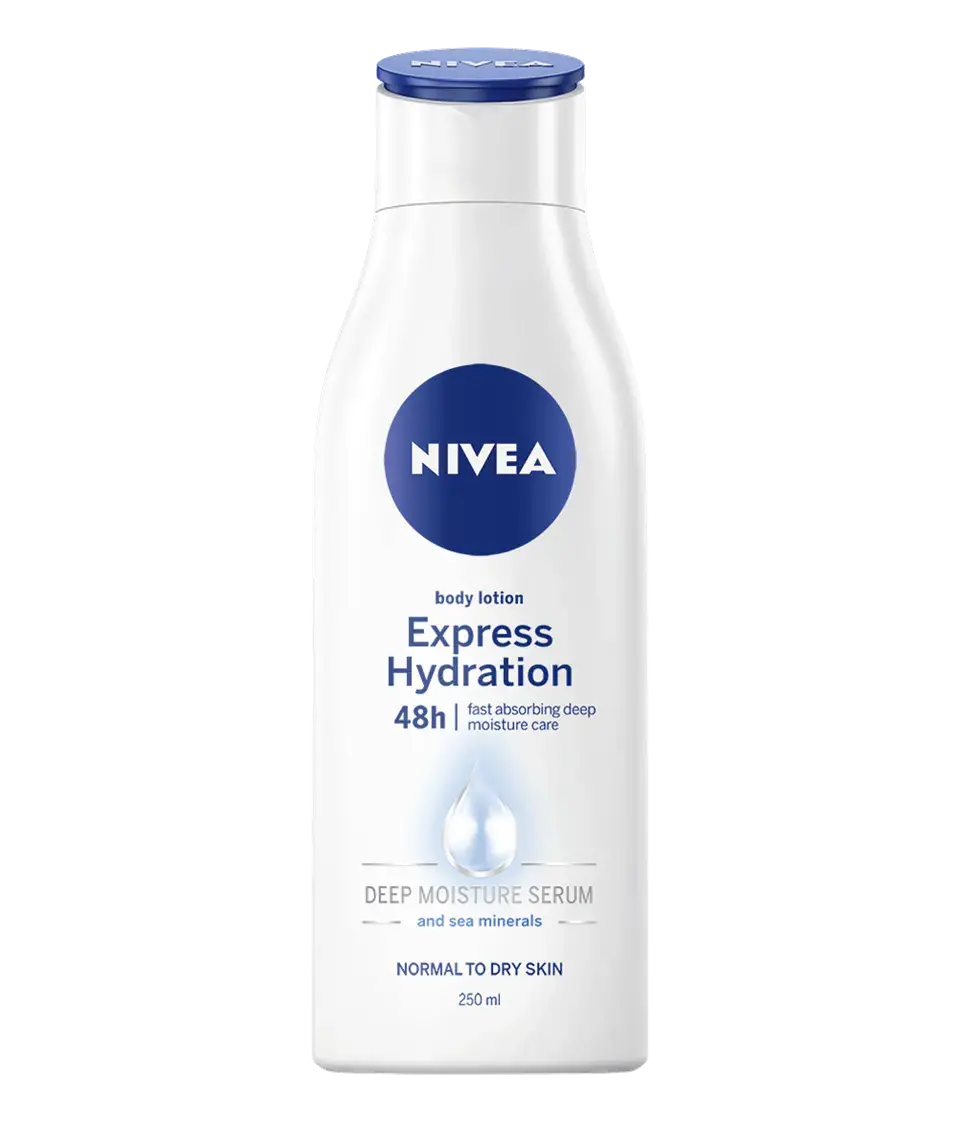 Nivea Lait corps nivea 5 en 1 express hydratation peaux normales à sèches 250ml - Parfum et cosmétiques authentiques en vente chez Choupinette para & parfumerie