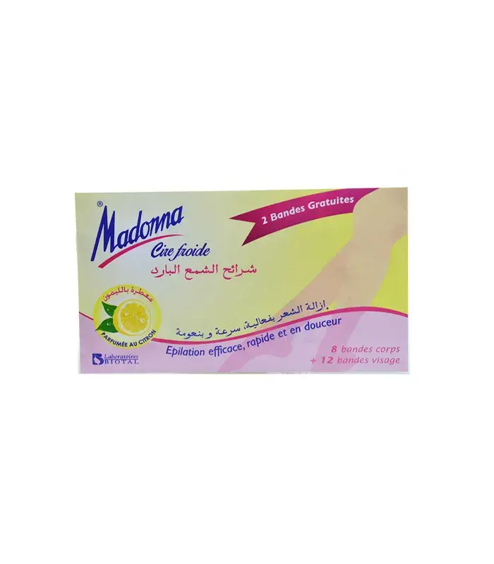 La cire froide madona au citron 8bandes corps + 12 bandes visage - Madona | Parfumerie & Parafumerie en ligne