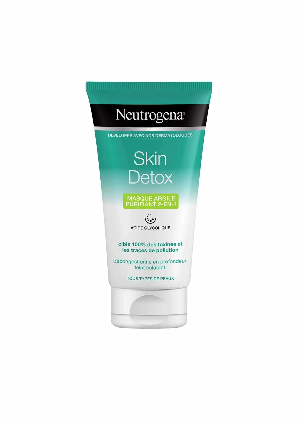 Masque argile et purifiant 2en1 neutrogena toxine et traces de polutions tous types de peaux 150ml - Neutrogena | Parfumerie & Parafumerie en ligne