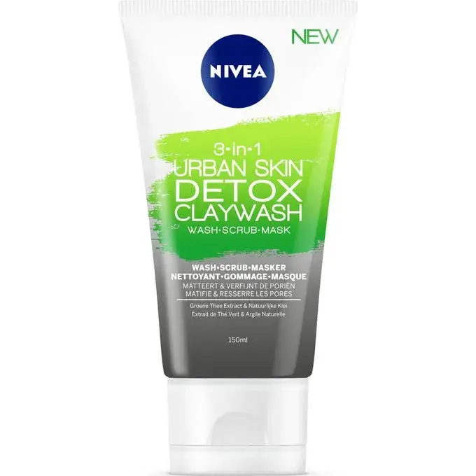Nivea Nettoyant d'argile 3en1 nivea urban skin detox argile blanche+thé vert bio 150ml - Parfum et cosmétiques authentiques en vente chez Choupinette para & parfumerie
