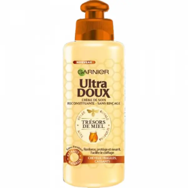 Garnier Crème cheveux garnier ultra doux reconstituante au miel cheveux fragiles sans rinçage 200ml - Parfum et cosmétiques authentiques en vente chez Choupinette para & parfumerie