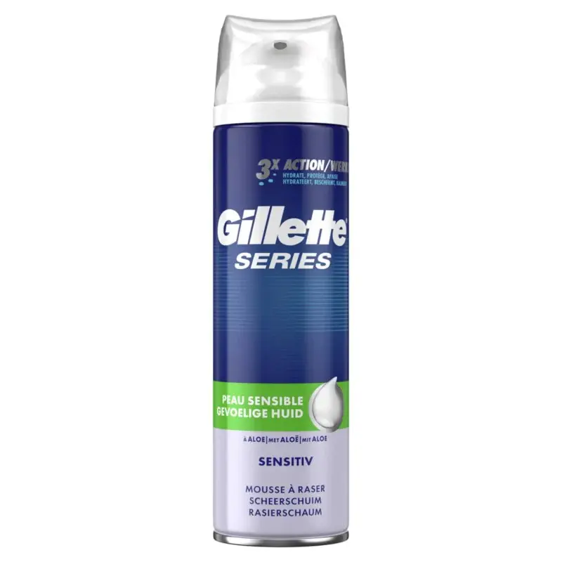 Gillette Mousse à raser gilette series sensitive 250ml - Parfum et cosmétiques authentiques en vente chez Choupinette para & parfumerie