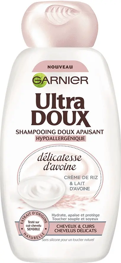 Garnier Shampoing garnier ultra doux hypoallergénique délicatesse d'avoine cheveux délicats 400ml - Parfum et cosmétiques authentiques en vente chez Choupinette para & parfumerie