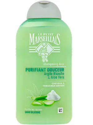 Le petit marseillais Shampoing le petit marseillais purifiant douceur argile blanche et aloe vera 250ml - Parfum et cosmétiques authentiques en vente chez Choupinette para & parfumerie