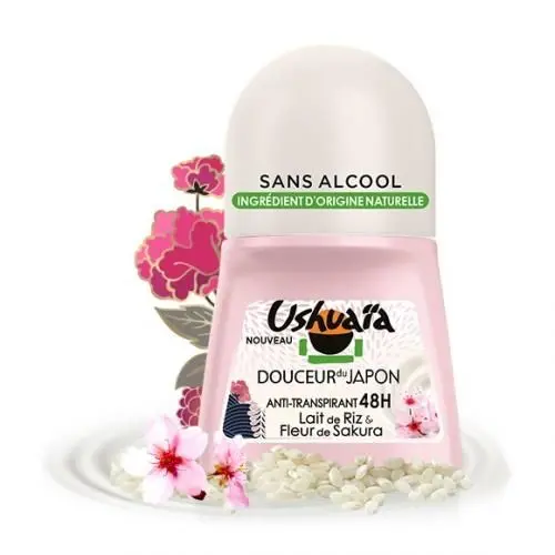Ushuaia Déodorant anti-transpirant 48h lait de riz & fleur de sakura - douceur du japon - Parfum et cosmétiques authentiques en vente chez Choupinette para & parfumerie