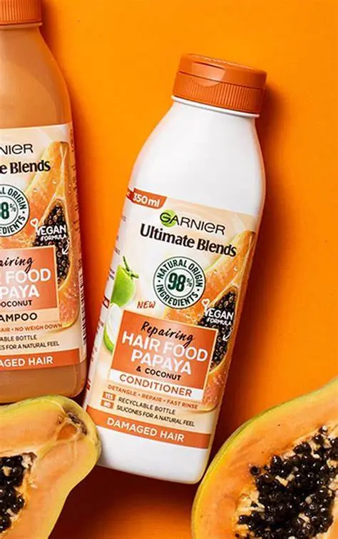 Après shampoing garnier ultra doux repairing hair food papaye et coco 350ml - Garnier | Parfumerie & Parafumerie en ligne