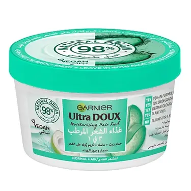 Masque garnier ultrat doux 3en1 aloe vera et coco cheveux normales 390ml - Garnier | Parfumerie & Parafumerie en ligne